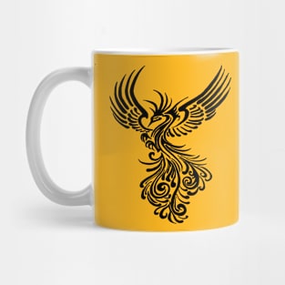 Mythical Phoenix Creature In Flight Artistic Illustration Black Mug